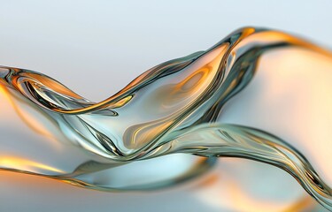 Poster - The background is a 3D render of abstract geometric crystals with a liquid, iridescent texture