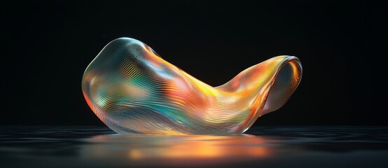 Poster - Iridescent wallpaper featuring fluid design with twisted shapes and holographic 3D abstract background