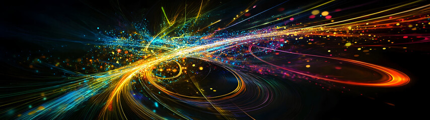 Aufkleber - Vibrant and mesmerizing abstract image depicting an explosive burst of colorful lights energy particles and dynamic motion evoking a sense of futuristic technology and cosmic power