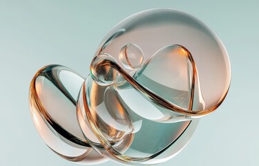 Poster - The background is an abstract 3D art piece consisting of holographic floating liquid blobs, soap bubbles, and metaballs