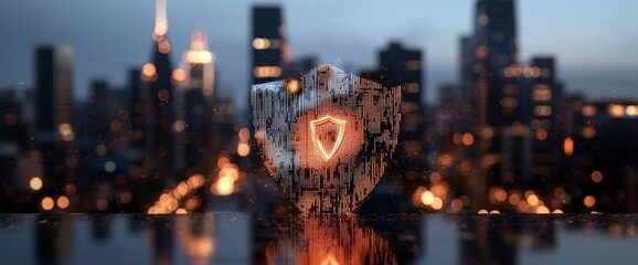 Poster - The notion of a security breach or system attack, represented as a 3D rendering