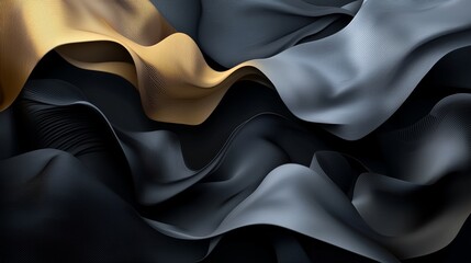 Poster - A vibrant, curved wave in motion, rendered in 3D with an abstract fluid design, features a holographic and iridescent neon appearance, suitable as a background