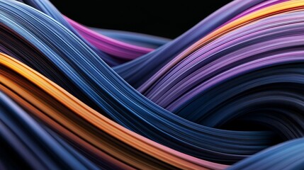 Poster - A vibrant gradient design element featuring an abstract 3D render of a twisted wave in motion with iridescent neon holographic effects, suitable for banners, backgrounds, wallpapers, and covers