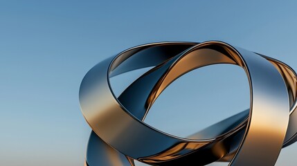 Poster - Iridescent, glossy, and reflective metallic elements combine in an abstract 3D render of an organic curve wave, suitable for banners, backgrounds, and wallpapers