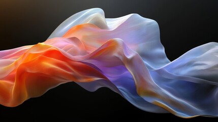 Poster - A 3D rendering of abstract glass emitting light, featuring an iridescent holographic neon gradient with a vibrant wave texture, serves as a design element for various applications