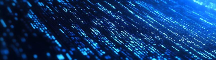 Leinwandbilder - Vibrant Digital Landscape of Flowing Binary Code and Futuristic Particles Depicts a Captivating Vision of the Digital Universe and Advancing Technology