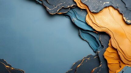 Poster - Captivating abstract background featuring a swirling marble texture with a soft gradient in a mix of rich blue and gold tones showcasing intricate details and an elegant premium aesthetic