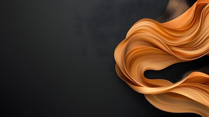 Poster - Captivating abstract design featuring flowing golden waves elegantly cascading against a sleek black background creating a luxurious and sophisticated composition perfect for branding marketing
