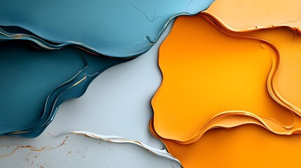 Poster - Captivating abstract composition featuring a mesmerizing marble texture swirling in a rich blend of blues and golds