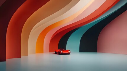 Fototapete - Captivating abstract image featuring vibrant neon grids flowing and swirling in a retro futuristic synthwave inspired aesthetic creating a dynamic and mesmerizing visual experience