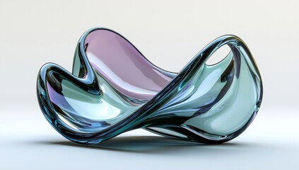Poster - The illustration showcases a 3D glass with a unique, wavy abstract design, created through 3D rendering