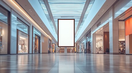 Poster - Mall billboard mockup, empty vertical display, blank advertisement space, indoor commercial poster, retail marketing template, public signboard design, promotional frame, 8k image