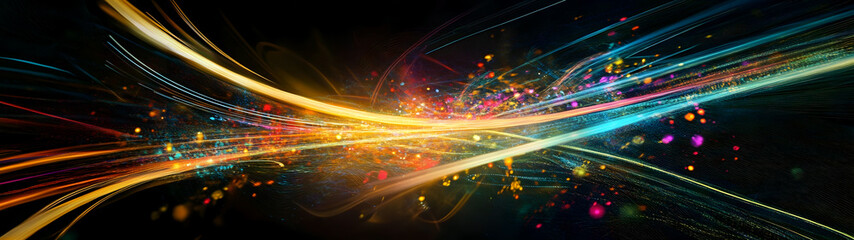 Leinwandbilder - Vibrant energy explosion of colorful digital lights sparks and swirling particles in a futuristic cosmic and mesmerizing motion  This abstract and surreal image evokes a sense of dynamic energy