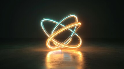 Poster - The design of this wallpaper is a minimalist 3D render of a simple helix created by a glowing spiral line set against an abstract geometric neon background