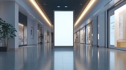Poster - Mall billboard mockup, empty vertical display, blank advertisement space, indoor commercial poster, retail marketing template, public signboard design, promotional frame, 8k image
