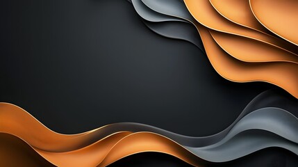 Poster - Captivating golden metallic waves flowing from both sides in a luxurious minimalist style creating a clean and sophisticated dark background