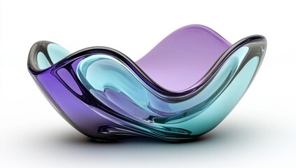 Poster - A 3d rendering of an abstract glass folded shape is showcased in a modern design element with a bent multicolored gradient plastic texture