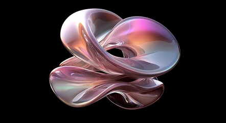 Poster - Isolated bold holographic liquid metal shapes are set, featuring an iridescent wavy melted substance, all Ai generated