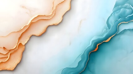 Poster - Captivating marble texture with swirling blue and gold hues soft gradient center and rich intricate details  This design evokes a sense of luxury elegance and serene mysticism