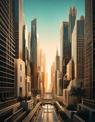 Wall Mural - metropolis with sleek skyscrapers and elegant 