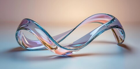 Poster - The modern, flowing, fluid geometric element is characterized by a refraction gradient in a 3D rendering of an abstract curved wave