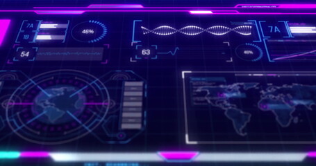Poster - image of globe and world map over science data processing