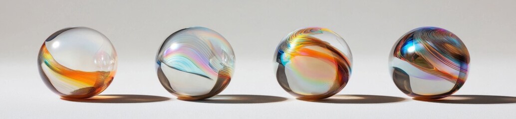 Poster - Iridescent holographic bubble with 3d circle shape and gradient color pastel elements design, set of three, isolated on white background, png
