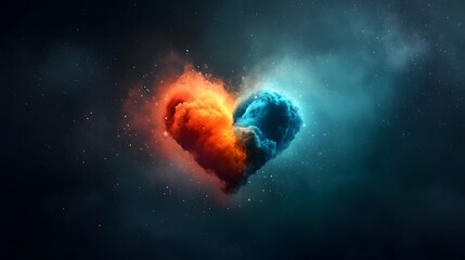 Poster - Celestial Love Constellations Glowing in Deep Cosmic Sky with Magical and Mysterious Open Center  Surreal Astral Composition of Vibrant Luminous Energy and Light