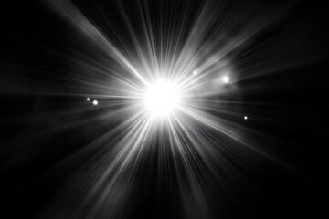 Aufkleber - Bright starburst light rays on black background.