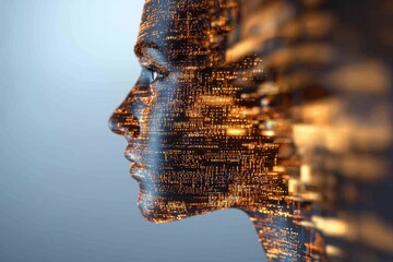 Poster - Projection of virtual reality, representing the science of the future with current technological advancements, stock