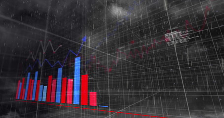 Poster - image of data processing and diagrams over storm