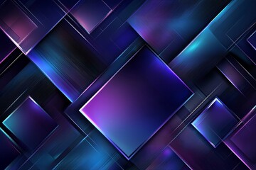 Poster - The scene is set with a 3D render of an abstract background that includes ultraviolet neon lighting, holographic technology elements, a tunnel, rounded square frames, a virtual screen acting as a