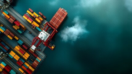 Poster - Cinematic aerial view showcasing the precision and scale of a bustling port terminal