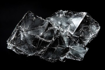 Poster - Close-up of translucent, crystalline structure against black background.