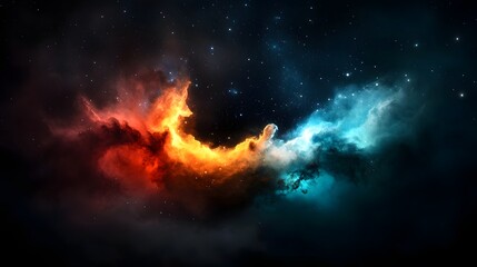 Poster - Colorful cosmic nebulae and galaxy swirls in the deep dark cosmic space with fiery and glowing plasma luminous stars and an ethereal dreamlike atmosphere