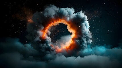 Poster - Cosmic wormhole pulling in a swirling vortex of bright stardust through an infinite open space creating a dramatic and surreal celestial landscape