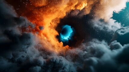Poster - Cosmic Wormhole Pulling in Bright Stardust Infinite Depth Open Space in Middle   Dramatic Celestial Portal in Surreal Interstellar Scene