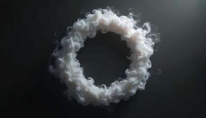 Aufkleber - Realistic 3D smoke circle ring cloud effect with fog line swirl. Vape club hookah lounge tobacco vapour. Grey mist isolated on dark background creates magic atmosphere.