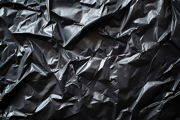 Aufkleber - Crumpled black plastic sheet texture.