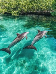 Canvas Print - Dolphins Swimming