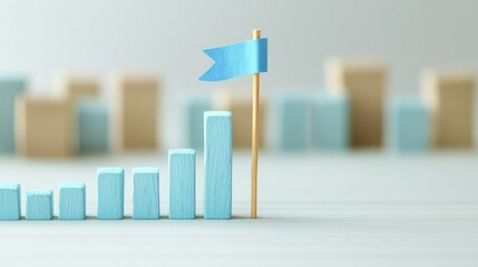 Poster - blue bars chart display showcasing rising data trends and growth.