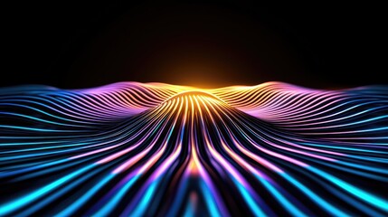 Aufkleber - Dynamic light waves abstract environment digital art futuristic concept vibrant colors 3d visualization