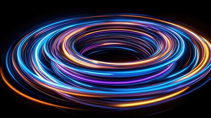 Poster - Dynamic light swirl motion digital art abstract design dark background eye-catching visuals