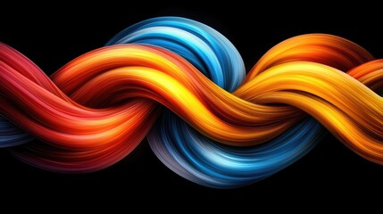 Poster - Dynamic colorful swirls abstract art digital creation black background close-up view vibrant design concepts