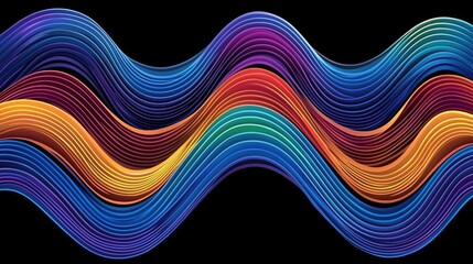 Aufkleber - Dynamic color waves abstract art digital design studio setting close-up view visual rhythm concept