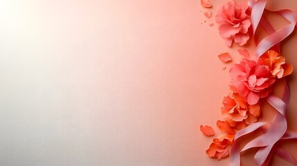Poster - Delicate lace and ribbon decor with a romantic soft pink gradient background  The elegant feminine design features intricate patterns and textures creating a dreamy luxurious aesthetic