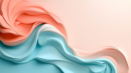 Poster - Delicate marble like swirls in a soft gradient of pastel pink and blue evoke a sense of serene sophistication and airy dreamlike elegance  This modern abstract composition creates a calming