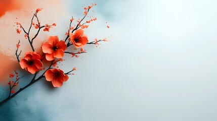 Poster - Delicate watercolor flowers framing both edges with an airy and fresh aesthetic creating a clean and minimalist middle space