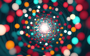 Poster - Abstract spiral pattern with colorful dots creating a mesmerizing effect