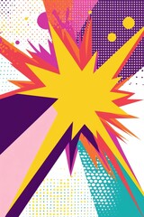 Poster - Retro 90s style pop art pattern with vibrant colors and dynamic shapes, creating an energetic visual effect.
